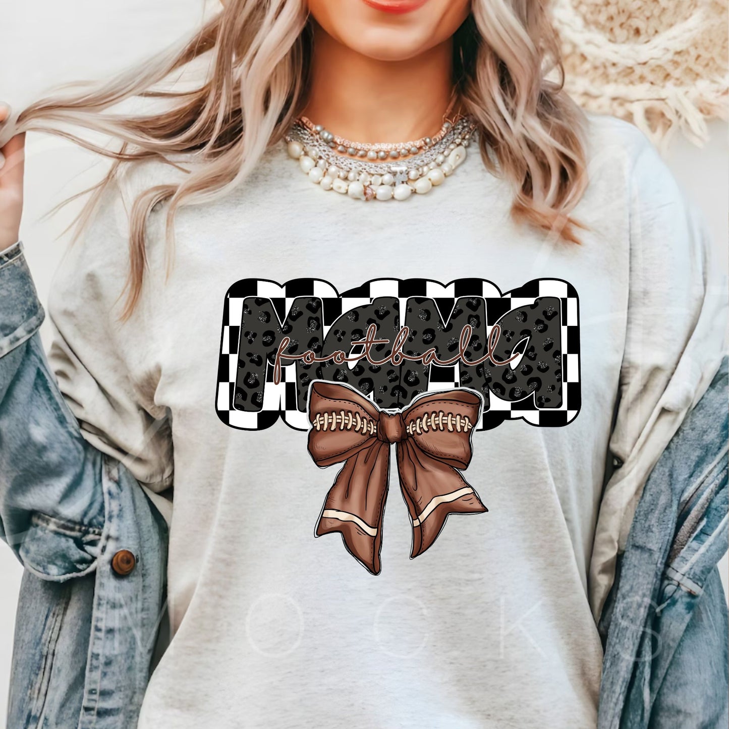 Black Animal Print Football Mama