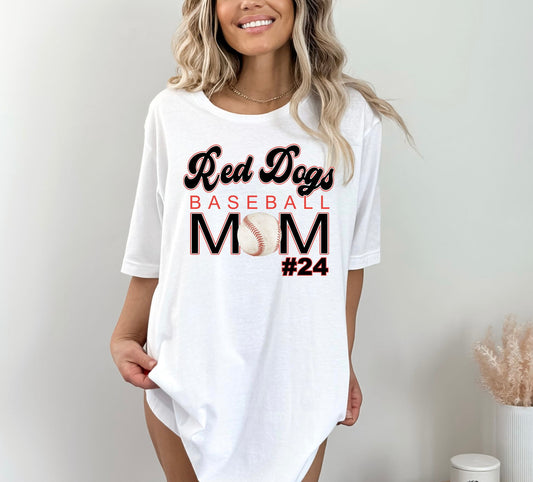 Red Dogs Baseball Mom T-Shirt