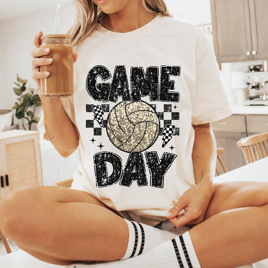 Glitter Game Day Volleyball Tee