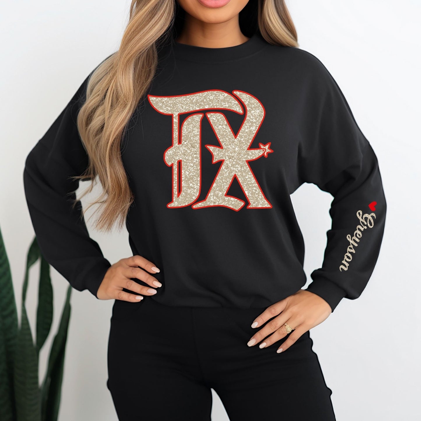 TX Long Sleeve T-Shirt w/Name and Heart