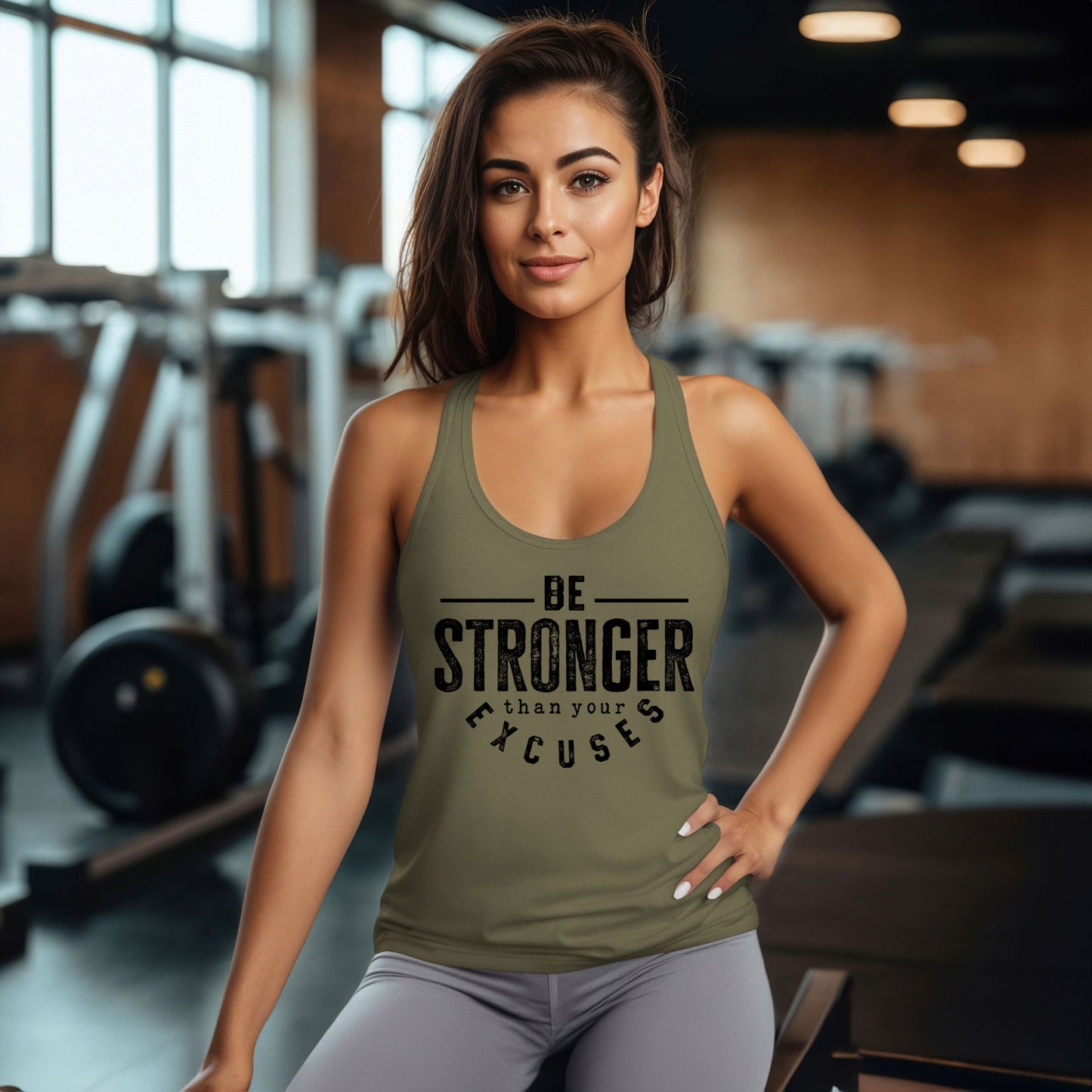 Be Stronger Thank Your Excuses Racerback Tank