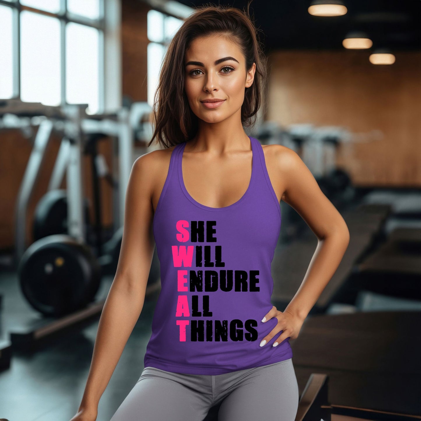 She Will Endure All Things Racerback Tank