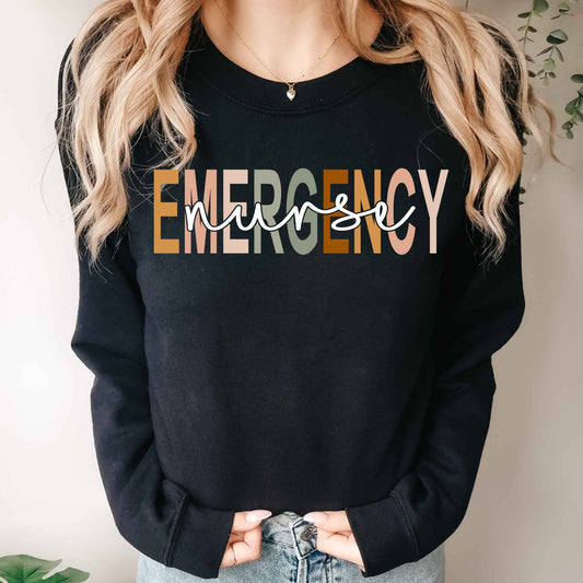 Emergency Nurse Black Crewneck Sweatshirt