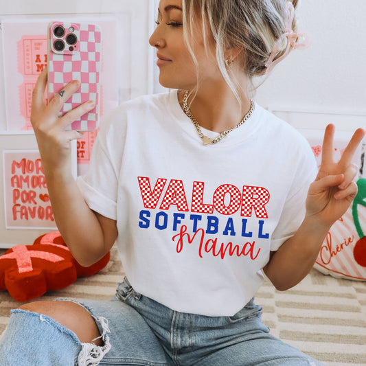 Checkered Valor Softball Mama