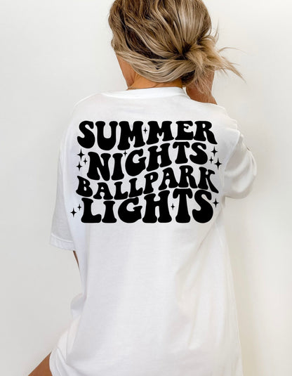 Summer Nights Ballpark Lights w/front Pocket T-Shirt
