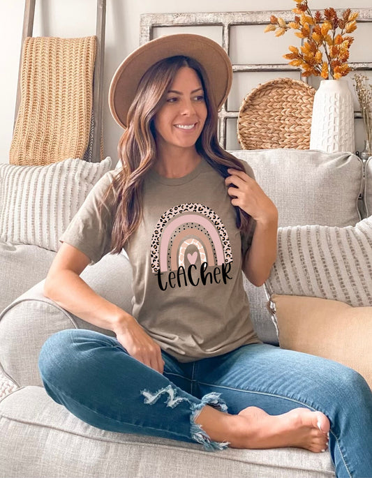 Boho Rainbow Teacher T-Shirt